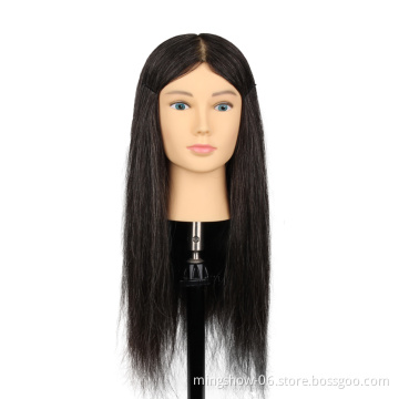 Fashion realistic grey white hair mixed black pvc mannequin head and stand